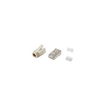 Equip Cat.6A RJ45 Shielded Plug Set - 100 pieces per pack - RJ-45 - Stainless Steel - Transparent - White - Male - Straight - Cat6a - Gold