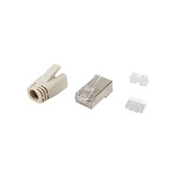 Equip Cat.6A RJ45 Shielded Plug Set - 100 pieces per pack - RJ-45 - Stainless Steel - Transparent - White - Male - Straight - Cat6a - Gold