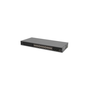 DIGITUS 24-Port Gigabit PoE Netzwerkswitch,19 Zoll, L2 managed, 2 Uplink Ports, SFP, 430 W, af/at