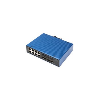 DIGITUS Industrieller 8 + 4 10G Uplink Port L3 managed Gigabit Ethernet PoE Switch