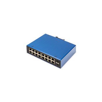 DIGITUS Industrieller 16+2-Port L2 managed Gigabit Ethernet PoE Switch