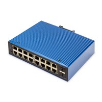 DIGITUS Industrieller 16+2-Port L2 managed Gigabit Ethernet PoE Switch