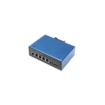 DIGITUS Industrieller 4+2-Port L2 managed Gigabit Ethernet PoE Switch