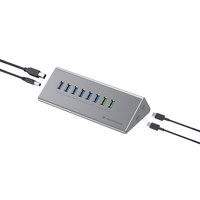 Conceptronic HUBBIES18G 10-fach Kombi-USB 3.0-Hub und Ladegerät mit 60W, 2-in-1 USB-C USB-A Kabel, USB 3.2 Gen 1. Hostschnittstelle: USB 3.2 Gen 1 (3.1 Gen 1) Type-B, Hub-Schnittstellen: USB 3.2 Gen 1 (3.1 Gen 1) Type-A, USB 3.2 Gen 1 (3.1 Gen 1) Type-C.