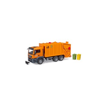 BRUDER MAN TGS Garbage Truck. Produkttyp: Müllwagen, Empfohlenes Alter in Jahren (mind.): 3 Jahr(e), Material: Kunststoff, Produktfarbe: Schwarz, Orange