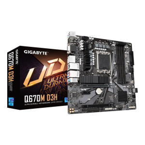 Gigabyte Q670M D3H - Scheda madre - micro ATX - Socket LGA1700 - Chipset Q670 - USB-C 3.2 Gen2, USB-C 3.2 Gen 1, USB 3.2 Gen 1 - 2.5 Gigabit LAN - Grafica integrata (richiede CPU)