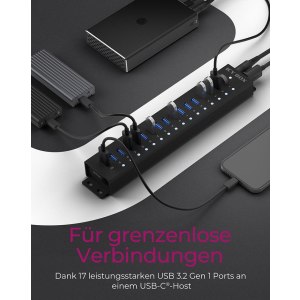 Hub 16+1 Port USB IcyBox 16x USB; 1x USB Laden USB3.2 Gen1 retail