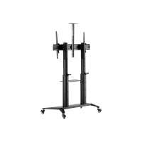 Manhattan TV & Monitor Mount, Trolley Stand, 1 screen, Screen Sizes: 70-120", Black, VESA 200x200 to 1000x600mm, Max 140kg, Height adjustable 1250 to 1600mm, Camera and AV shelves, Aluminium, LFD, Lifetime Warranty - Wagen - für Flachbildschirm / Notebook