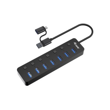 Hub USB Equip a 7 porte 3.2 -> 7x3.2 5 Gbps con alimentatore nero