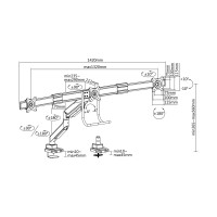 Equip Mounting Kit (grommet, screws, clamp) - Gas Spring - for 3 LCD/Curved LCD Displays - plastic, aluminum, stainless steel - silver - Screen Size: 43.2-68.6 cm (17"-27")