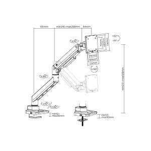 Equip Tischhalterung 17"-49"/1TFT 20kg 360° Gasfeder sw