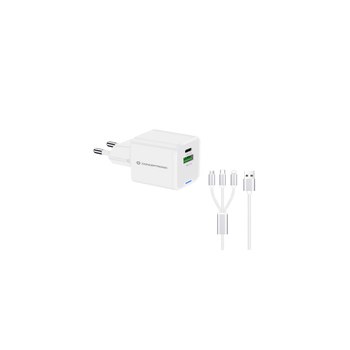 Conceptronic 2-port 33W charger 1xUSB-C 1xUSB-A+3-in-1 bk