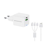 Conceptronic 2-port 33W charger 1xUSB-C 1xUSB-A+3-in-1 bk