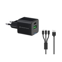 Conceptronic 2-port 33W charger 1xUSB-C 1xUSB-A+3-in-1 bk