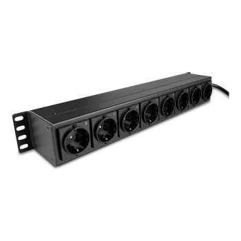 Lindy Steckdosenleiste (Rack - einbaufähig) - Schuko-Steckdosen, horizontal, mit Schalter - Wechselstrom 250 V - 3500 Watt - Eingabe, Eingang CEE 7/4 - Ausgangsanschlüsse: 8 (power CEE 7/3)