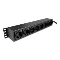 Presa multipla Lindy (installabile su rack) - prese Schuko, orizzontali, con interruttore - corrente alternata 250 V - 3500 Watt - ingresso, ingresso CEE 7/4 - connessioni di uscita: 8 (power CEE 7/3)