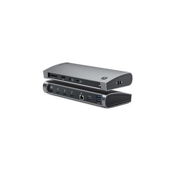 ALOGIC TB4D3TB. Übertragungstechnik: Kabelgebunden, Hostschnittstelle: Thunderbolt 4, Kopfhörer-Anschluss: 3,5 mm. Ethernet LAN Datentransferraten: 1000 Mbit/s. Produktfarbe: Schwarz, Kompatible Speicherkarten: SD, HD-Typ: 4K Ultra HD. Stromversorgung: 13