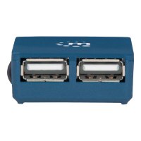 Manhattan USB-A 4-Port Micro Hub, 4x USB-A Ports, Blue, 480 Mbps (USB 2.0), Bus Power, Equivalent to Startech ST4200MINI2, Hi-Speed USB, Three Year Warranty, Blister - Hub - 4 x USB 2.0 - Desktop