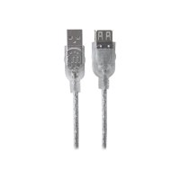 Manhattan USB-A to USB-A Extension Cable, 3m, Male to Female, Translucent Silver, 480 Mbps (USB 2.0)