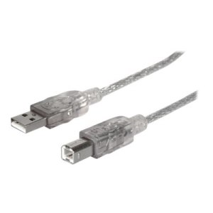 Manhattan USB-A to USB-B Cable, 1.8m, Male to Male, Translucent Silver, 480 Mbps (USB 2.0)