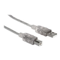 Manhattan USB-A to USB-B Cable, 1.8m, Male to Male, Translucent Silver, 480 Mbps (USB 2.0)