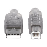 Manhattan USB-A to USB-B Cable, 1.8m, Male to Male, Translucent Silver, 480 Mbps (USB 2.0)