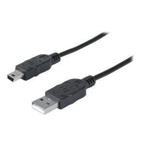 Manhattan USB-A to Mini-USB Cable, 1.8m, Male to Male, Black, 480 Mbps (USB 2.0)