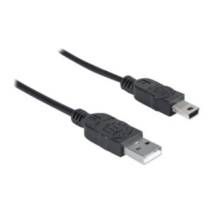 Manhattan USB-A to Mini-USB Cable, 1.8m, Male to Male, Black, 480 Mbps (USB 2.0)