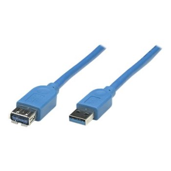 Manhattan USB-A to USB-A Extension Cable, 2m, Male to Female, Blue, 5 Gbps (USB 3.2 Gen1 aka USB 3.0)