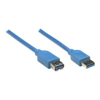 Manhattan USB-A to USB-A Extension Cable, 2m, Male to Female, Blue, 5 Gbps (USB 3.2 Gen1 aka USB 3.0)