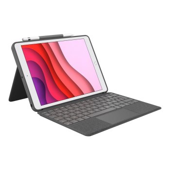 Logitech Combo Touch - Tastatur und Foliohülle - mit Trackpad - hintergrundbeleuchtet - Apple Smart connector - QWERTZ - Deutsch - Oxford Gray - für Apple 10.9-inch iPad (10. Generation)