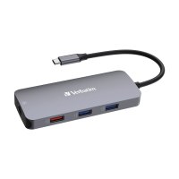 Verbatim CMH 09 - Hub - 1 x HDMI + 2 x USB-C 3.2 Gen 2 + 3 x USB 3.2 Gen 1 + 1 x 1 Gigabit Ethernet