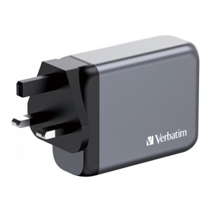 Verbatim Netzteil - GaN - 100 Watt - 5 A - PD 3.0, PD/PPS, QC 3.0 - 4 Ausgabeanschlussstellen (3 x USB-C, USB)