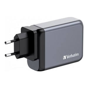 Verbatim Netzteil - GaN - 100 Watt - 5 A - PD 3.0, PD/PPS, QC 3.0 - 4 Ausgabeanschlussstellen (3 x USB-C, USB)