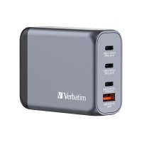 Verbatim Netzteil - GaN - 100 Watt - 5 A - PD 3.0, PD/PPS, QC 3.0 - 4 Ausgabeanschlussstellen (3 x USB-C, USB)