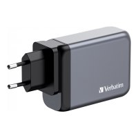 Verbatim Netzteil - GaN - 100 Watt - 5 A - PD 3.0, PD/PPS, QC 3.0 - 4 Ausgabeanschlussstellen (3 x USB-C, USB)