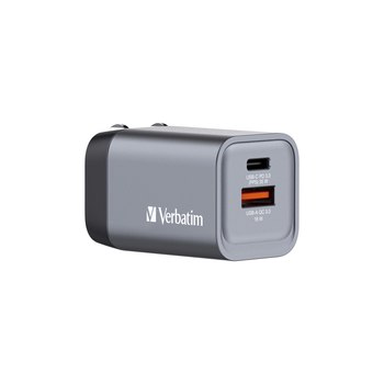 Verbatim Netzteil - GaN - 35 Watt - 3 A - PD 3.0, QC 3.0 - 2 Ausgabeanschlussstellen (24 pin USB-C, USB)