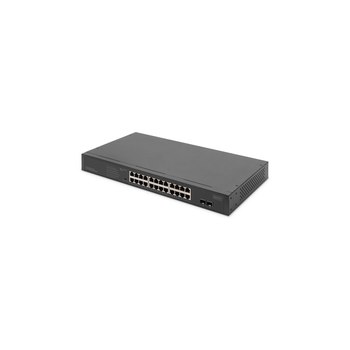 DIGITUS 24-Port Gigabit Netzwerkswitch, 19 Zoll, unmanaged, 2 Uplink Ports, SFP