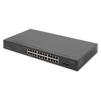 DIGITUS 24-Port Gigabit Netzwerkswitch, 19 Zoll, unmanaged, 2 Uplink Ports, SFP