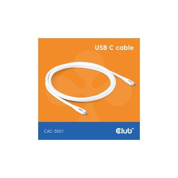 Club 3D Lifestyle USB-C Kabel PD 240W 20Gbps 2m weiß St/St retail - Kabel - Digital/Daten