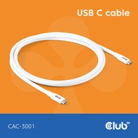 Club 3D Lifestyle USB-C Kabel PD 240W 20Gbps 2m weiß St/St retail - Kabel - Digital/Daten