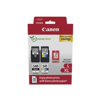 Canon PG-540L/CL-541XL Photo Value Pack - Glänzend - 2er-Pack - Hohe Ergiebigkeit - Schwarz, Farbe (Cyan, Magenta, Gelb)