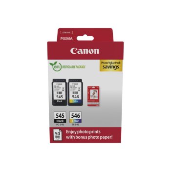 Canon PG-545 / CL-546 Value Pack - 2er-Pack - 8 ml - Schwarz, Farbe (Cyan, Magenta, Gelb)