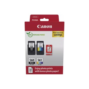 Canon PG-560/CL-561 Photo Value Pack - Glänzend - 2er-Pack - Schwarz, Farbe (Cyan, Magenta, Gelb)