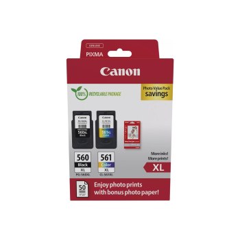 Canon PG-560XL/CL-561XL Photo Value Pack - Lucido - Confezione da 2 - Alta resa - Nero, colore (ciano, magenta, giallo)