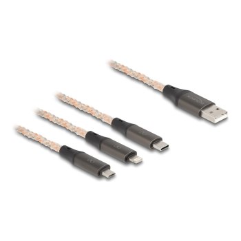 Delock 3 in 1 - Kabel nur zum Laden - USB männlich zu Micro-USB Typ B, Lightning, 24 pin USB-C männlich