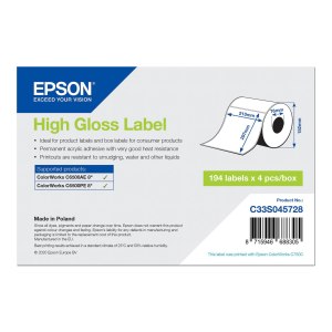 Epson Lucido - adesivo acrilico permanente - microporoso - bianco - A4 (210 x 297 mm)