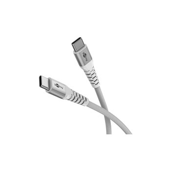 Wentronic USB-C -auf-USB-C -Textilkabel mit Metallsteckern 1 m weiß - elegantes und