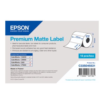 Epson Premium - Matt - 102 x 51 mm 650 Etikett(en) (1 Rolle(n)