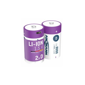 Ansmann 1314-0005 Li-Ion Akkus Mono D Typ 6000 min. 5400 mAh 2er Karton - Batterie - Mono (D)